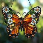 Floral Monarch Acrylic Suncatcher Stained Glass Effect Window Car Hanging by AVAGAN
