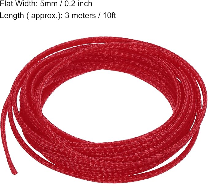 uxcell PET Expandable Sleeving 10ft 1/8" Red Cable Management Sleeve Cord - Image 3