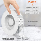Wotec 2 Pack Extra Large Double Sided Tape Heavy Duty Removable 1.18 Inch x 160 - Image 3
