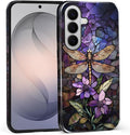 for Samsung Galaxy S26+ Case, Stained Glass Dragonfly Pattern Glossy 2 in 1 by Teonvpu