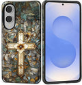 for Samsung Galaxy S25 Edge Case, Christian Cross Stained Glass Pattern Glossy by Teonvpu