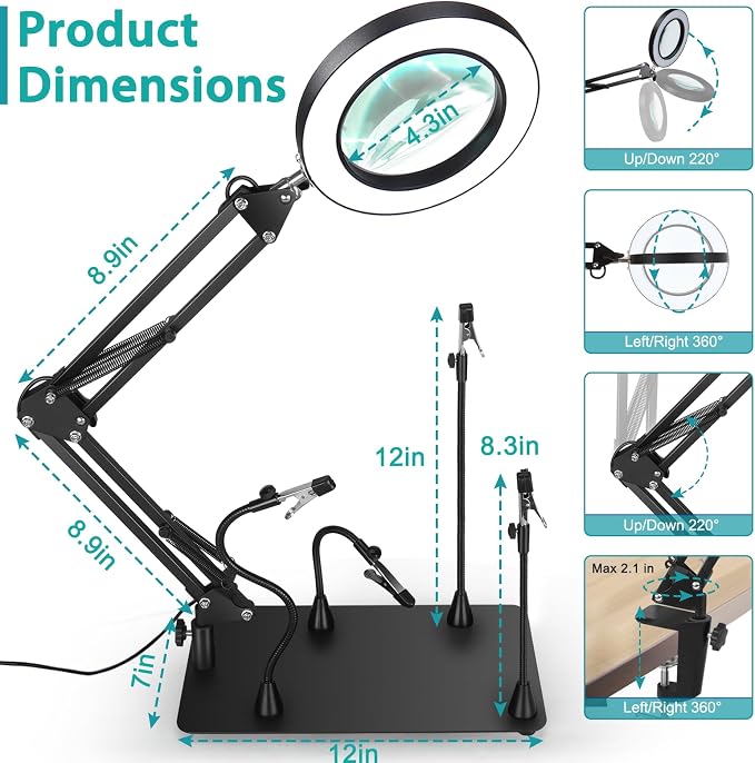 Helping Hands Soldering Station, 12X Magnifying Glass - Image 3