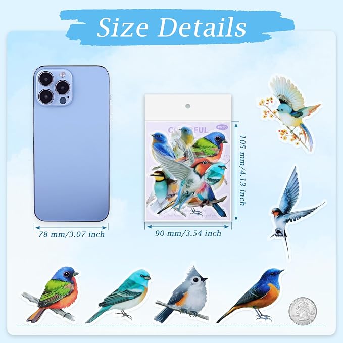 Imeepa 40Pcs Bird Stickers Transparent Scrapbooking Stickers | PET Vintage Bird - Image 2