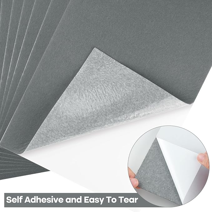 CHRORINE 10 Pcs Grey Felt Fabric Sheets Self Adhesive Felt Sheets 8 x 12 Inches - Image 3
