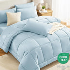 CozyLux Queen Comforter Set Light Blue, 7 Pieces Bed in a Bag, All Season - Image 3