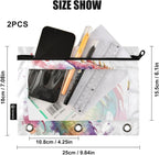 Watercolor Dragon Pencil Pouch for 3 Ring Binder, 2 Pack Waterproof Pencil Bags - Image 3