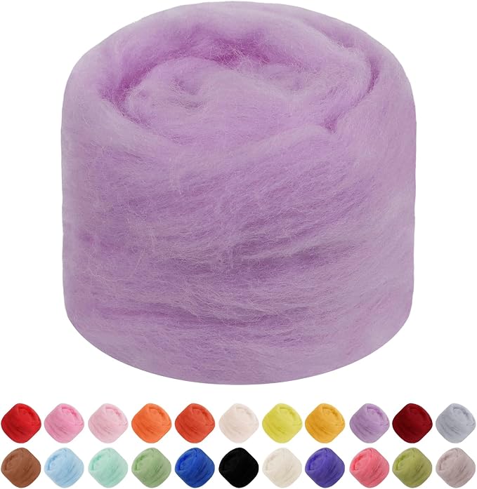 JeogYong Needle Felting Wool, 1.76oz Wool Roving Chunky Wool Yarn, Light Purple by JeogYong