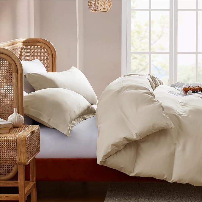 Nestl Beige Cream Duvet Cover Queen Size - Image 7