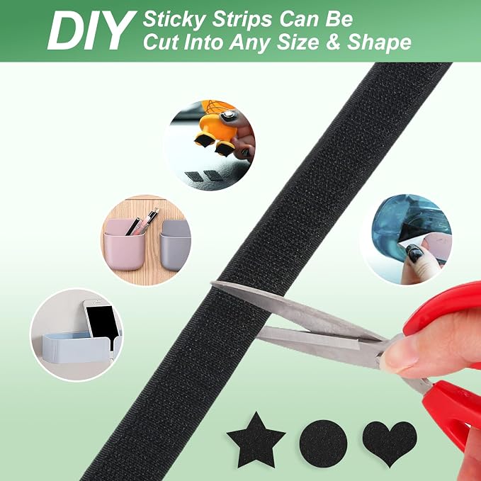1''×41Ft Black Heavy Duty Hook And Loop Tape Adhesive, No Punching Picture Wall - Image 5