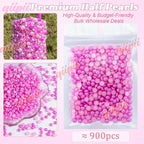 qiipii 900PCS 6mm Rose Red Half Round Pearls Bulk - Image 2