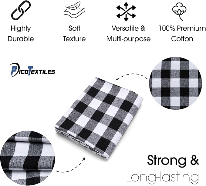 Pico Textiles 20 Yards Bolt Black and White Buffalo Plaid Checkered Flannel - Image 5
