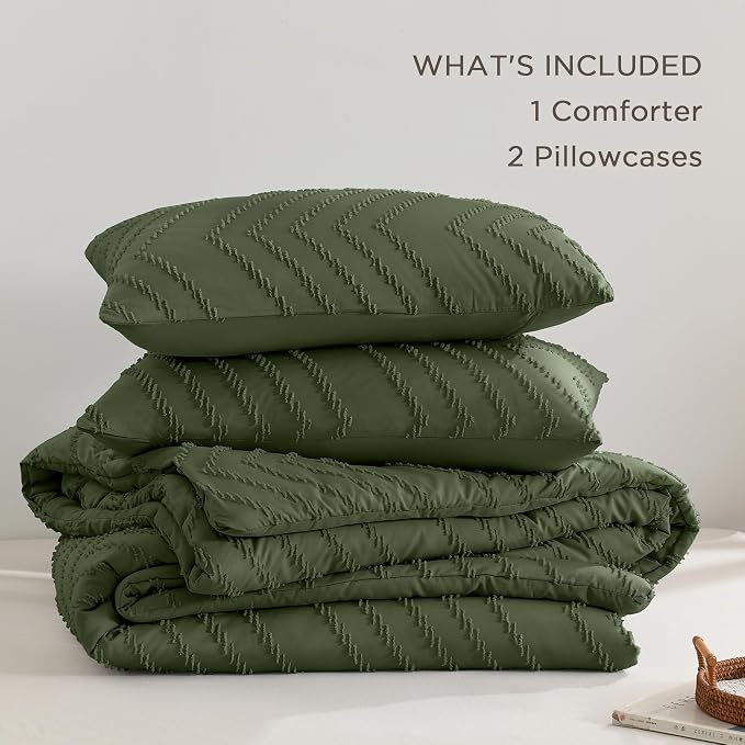 Andency Olive Green Comforter Set Queen Size, Boho Soft Fluffy Warm Lightweight - Image 6