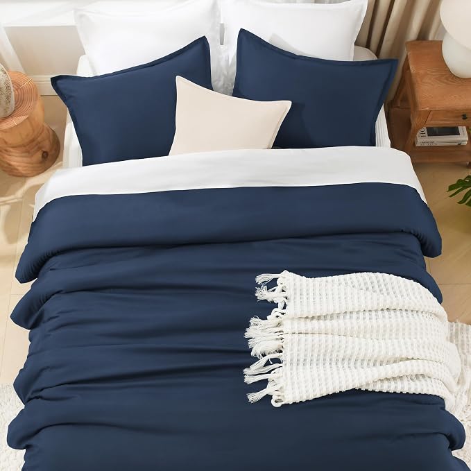 Litanika Navy Blue Comforter King Size, 3 Pieces Lightweight Solid Bedding - Image 8