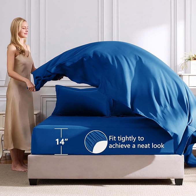 CozyLux Full Size Comforter Sets Classic Blue - Image 5
