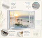 LRTNMTJ Beach Window Sunset Canvas Wall Art Fake Window Ocean Coastal Wall - Image 5