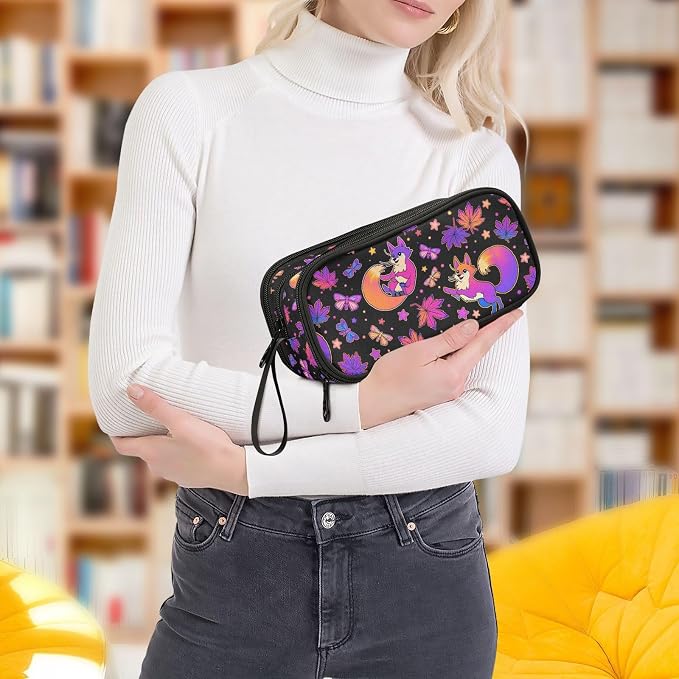 Purple Psychedelic Fox Cat Pencil Case Box Boys Girls Large Pencil Pouch - Image 8