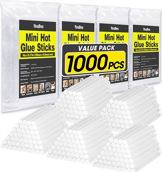 1000 Pack Mini Hot Glue Sticks by YesBes