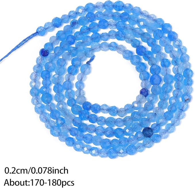 2mm 180pcs Blue Crystal Tiny Gemstone Beads - Image 3