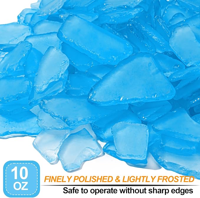 Keedolla Tumbled Sea Glass for Crafts - 10 OZ Sky Blue Seaglass Pieces Flat - Image 2