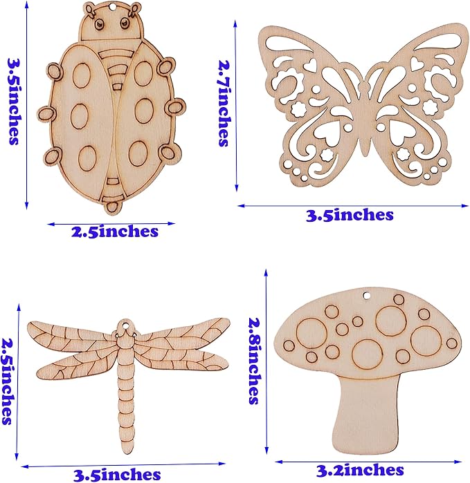 54PCS Unfinished Blank Wooden Cutouts Craft - Image 3