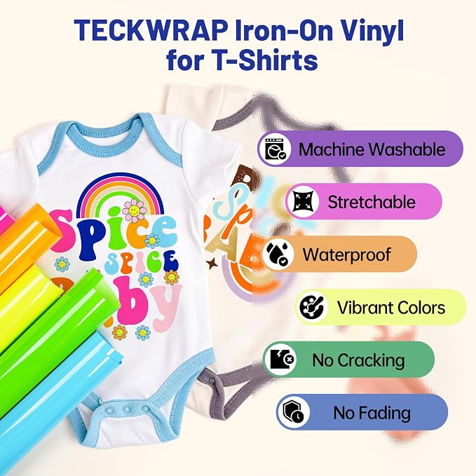TECKWRAP Heat Transfer Vinyl for T-Shirts 20 PCS 10"x12" Easy Cut & Weed | 19 - Image 4