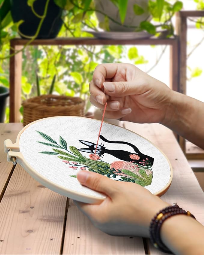 TINDTOP Embroidery Kit for Beginners Adult, Cat Embroidery Kit | Include - Image 4