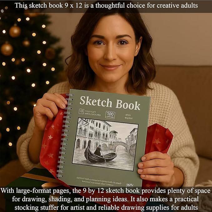 9 x 12 Sketchbook, 68lb/100gsm Sketch Pad 100 Sheets Spiral Bound Acid Free - Image 8