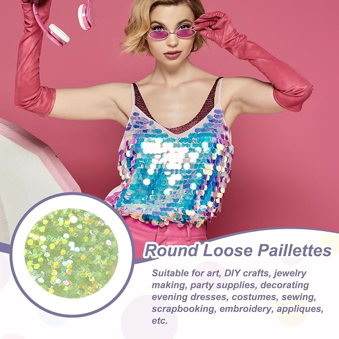 MECCANIXITY 700 Pcs Flat Round Sequins 15mm/0.6 Inch Loose Paillettes Craft - Image 4
