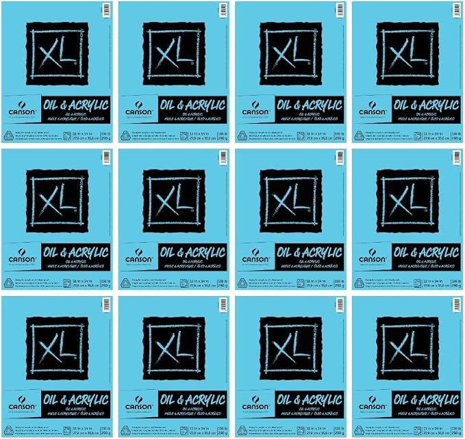 Canson XL Series Oil & Acrylic Paper Pad, 24 Sheets/Pad, 12 Pads | Canvas-Like by Unknown