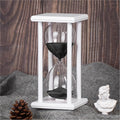 BELLAWARE Hourglass Timer with Black Sand, 60 Minute White Wood Sand Timer | by BELLAWARE