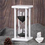 BELLAWARE Hourglass Timer with Black Sand, 60 Minute White Wood Sand Timer | by BELLAWARE