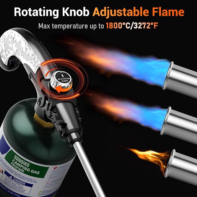 Sondiko Propane Torch Weed Burner, High Output Weed Torch Flamethrower - Image 3