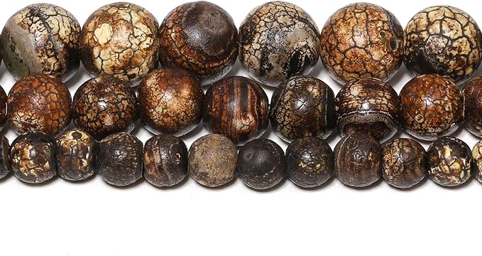 45pcs Round Loose Brown Crack Old Agate Beads - Image 7
