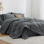 Love's cabin Oversized Queen Comforter Set Dark Grey, 7 Pieces Bed in a Bag - Image 7