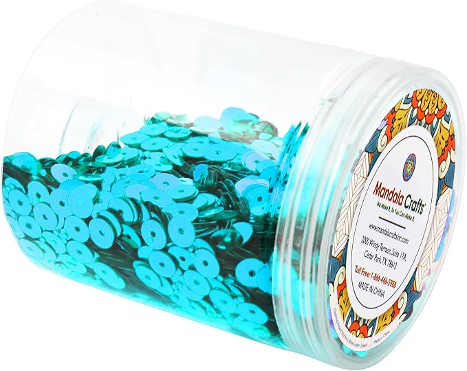 Mandala Crafts 6mm Flat Round Teal Sequins - Image 4