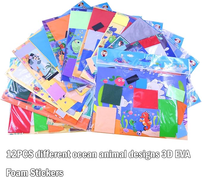 3D EVA Foam Stickers for Toddlers 12PCS Sticky Foam DIY Craft Preschool Art - Image 2