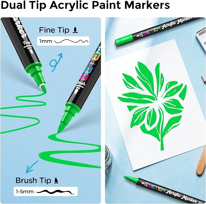 Betem Dual Tip Acrylic Paint Pens, Paint Markers - Image 2