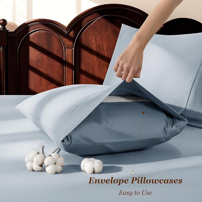 LBRO2M 1000 Thread Count 100% Egyptian Cotton Sheets Set Full Size, 4 Piece - Image 6