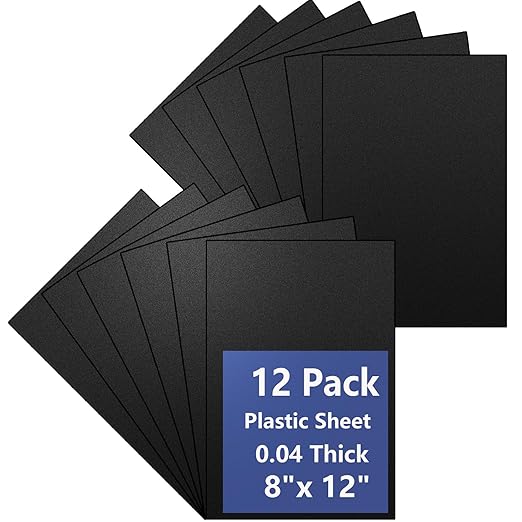 12 Pack Black Plastic Sheet 8x12x0.04 in Flexible High Tensile Plastic Sheets by Polvtor