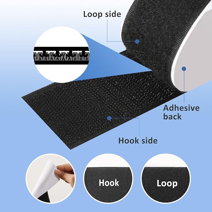 2''×27Ft Black Heavy Duty Hook And Loop Tape Adhesive, No Punching Picture Wall - Image 6