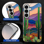 for Samsung Galaxy S26 Case, Stained Glass Cactus Pattern Glossy 2 in 1 - Image 5