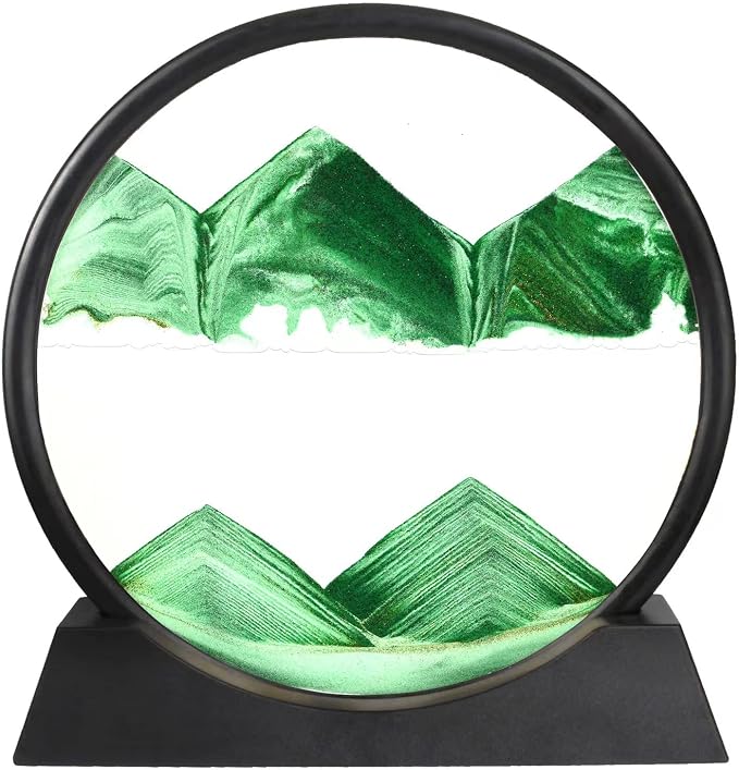 Arthink Moving Sand Art Picture in Motion Round Glass 3D Deep Sea Landscape by Arthink