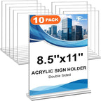 EHWINE Acrylic Sign Holder 8.5 x 11, 10 Pack Double-Sided Stand up Table Top by EHWINE