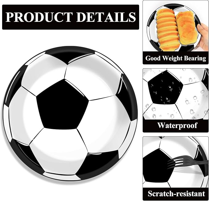48Pcs Soccer Paper Plates and Napkins Sports Theme Party Decorations Sport - Image 3