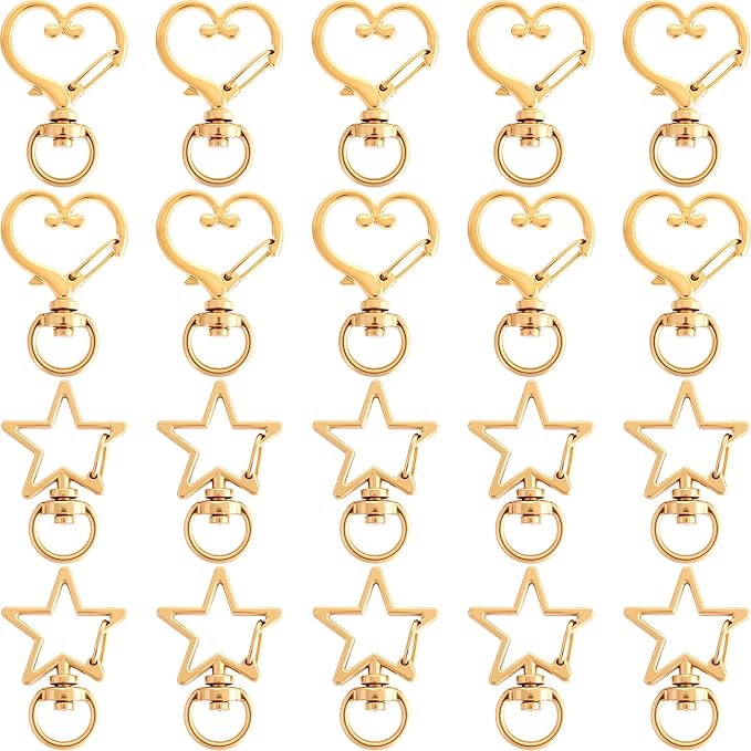 20 PCS Star Swivel Keychain Clasps, Heavy Duty Star Heart Shaped Spring Snap by Isslly