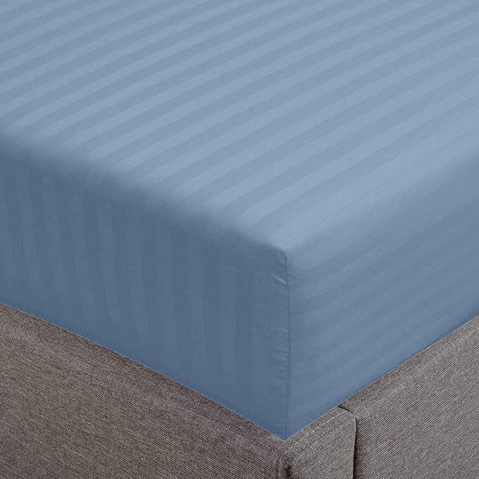 Feather & Stitch 1 Piece Fitted Sheet Queen Size, 100% Cotton Damask Sateen by FEATHERSTITCHNEWYORK