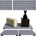 Set of 3 Diatomite Hand Soap Holder, Water Absorbing Stone Tray for Kitchen Countertop, Fast-Drying Bathroom Trays(1pcs 20 x 10cm + 2pcs 10 x 10cm Grey)