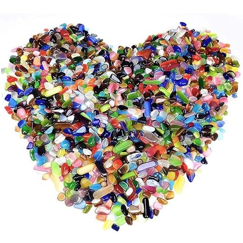 1 Lb Decorative Crystal Pebbles Irregular Shaped Colorful Opal Stones Cat's Eye - Image 2