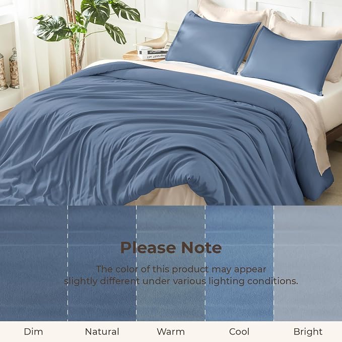 Litanika Haze Blue Comforter King Size, 3 Pieces Lightweight Solid Bedding - Image 8