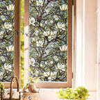 White Magnolia Floral Tree Green Leaf Vintage Stained Glass Window Films by Unknown